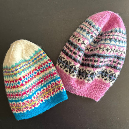 Knitting Jenny Patterns 92 and 93: Fair Isle Inspired Ski Hats