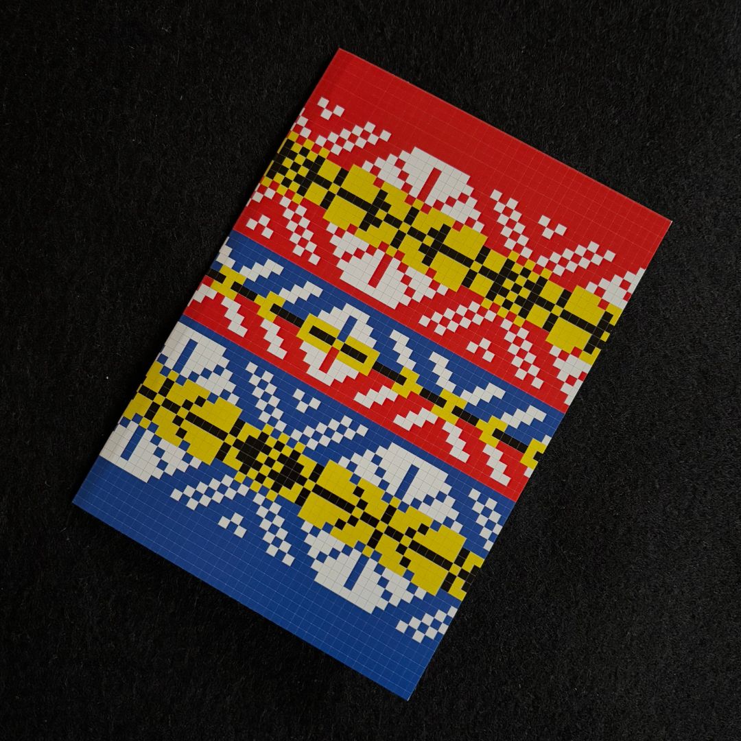 Ten 5 x 7 inch Cards with Ten Envelopes, Featuring Traditional Fair Isle Inspired Blue and Red Knitting Designs by Jennifer Daley