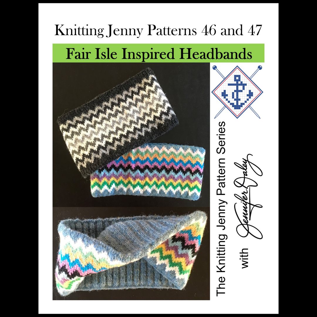 Knitting Jenny Patterns 46 and 47: Fair Isle Inspired Headbands