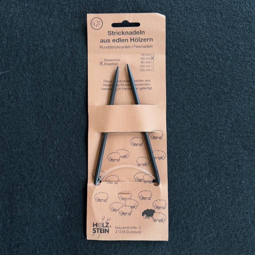 Rare, Vintage 4.5mm Ebony Wood 60cm Circular Knitting Needles