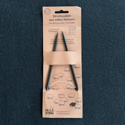 Rare, Vintage 4.5mm Ebony Wood 60cm Circular Knitting Needles