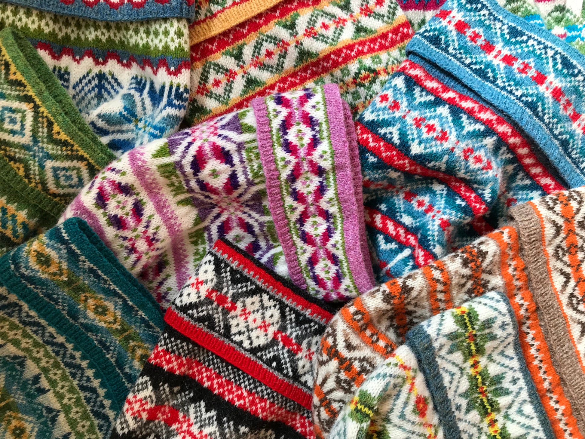 Fair Isle knitting hats with Shetland wool