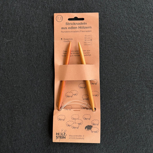 Rare, Vintage 7.0mm Rose Wood 80cm Circular Knitting Needles