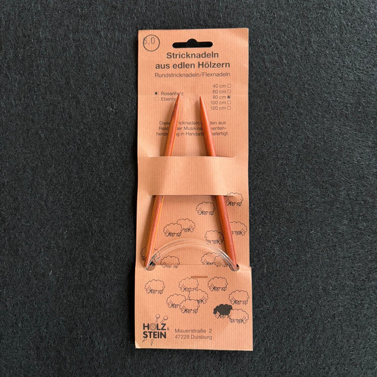 Rare, Vintage 6.0mm Rose Wood 80cm Circular Knitting Needles