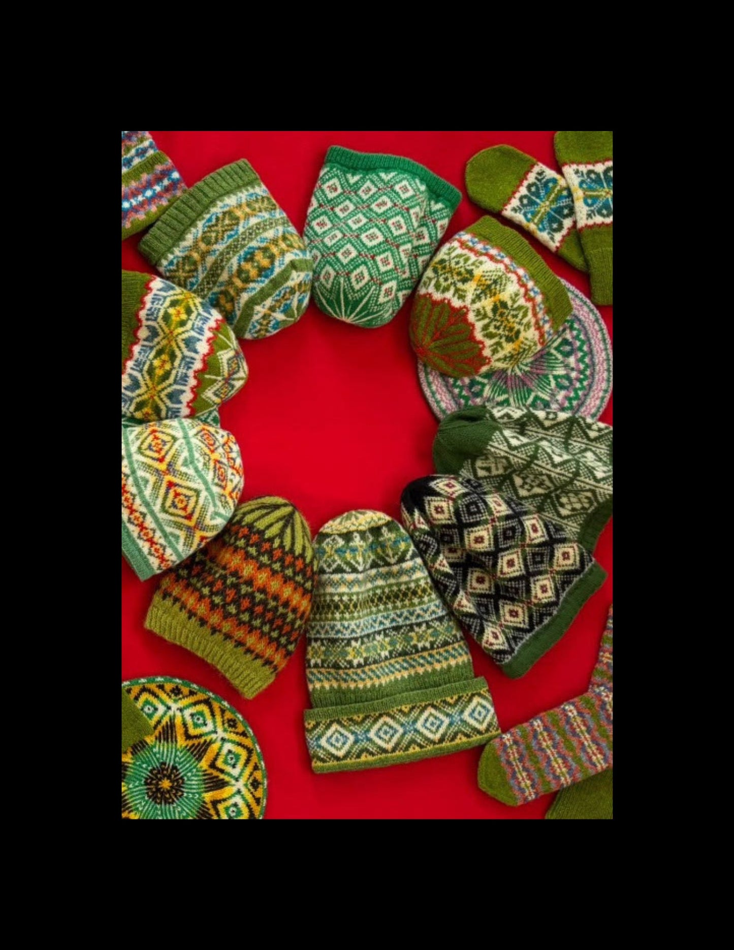 A Single 5 x 7 inch Card with an Envelope, Featuring Green Fair Isle Inspired Knitting Designs by Jennifer Daley