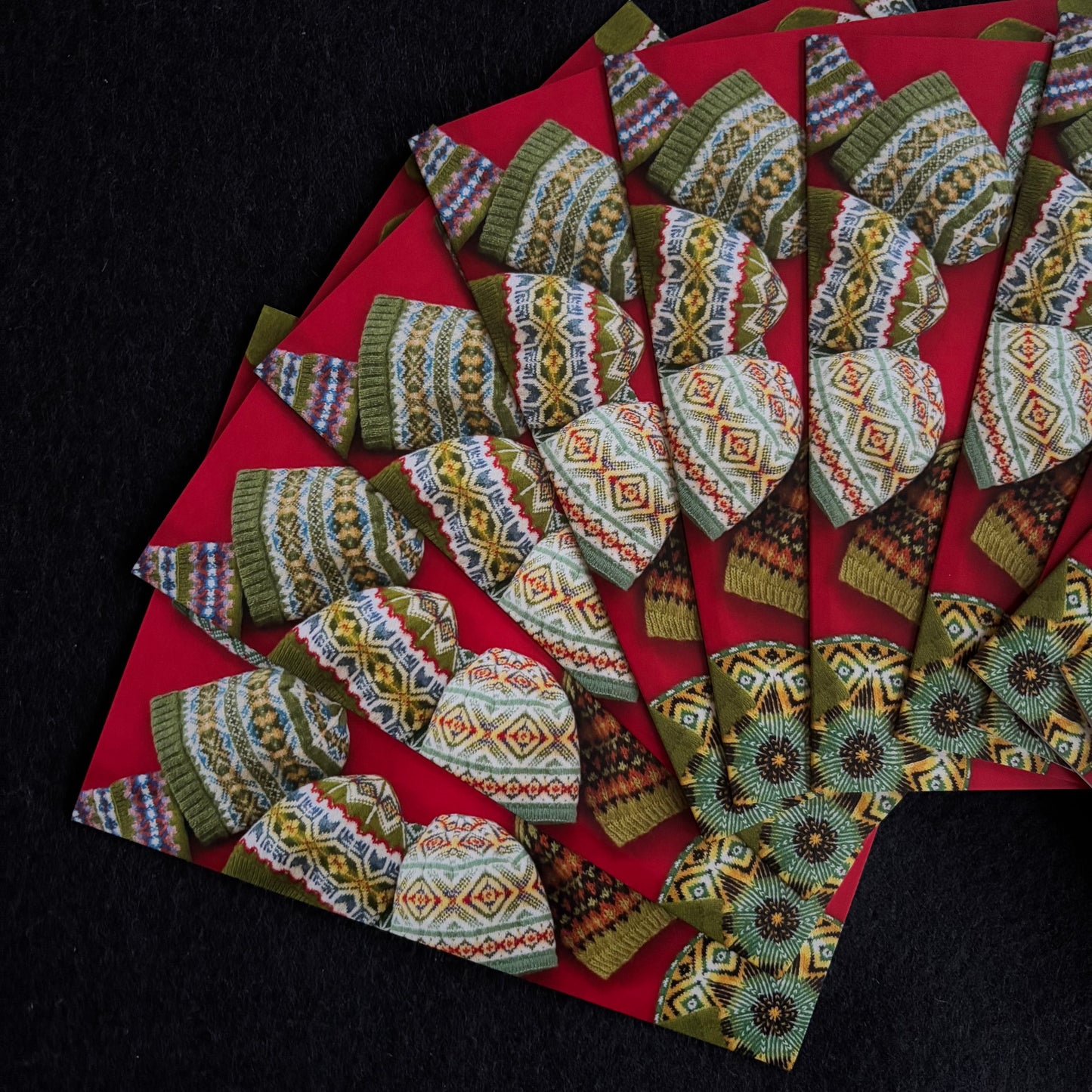 Ten 5 x 7 inch Cards with Ten Envelopes, Featuring Green Fair Isle Inspired Knitting Designs by Jennifer Daley