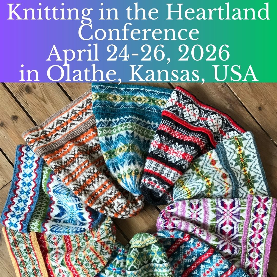 Jennifer Daley will be teaching at the Knitting in the Heartland conference April 24-26, 2026 in Olathe, Kansas, USA