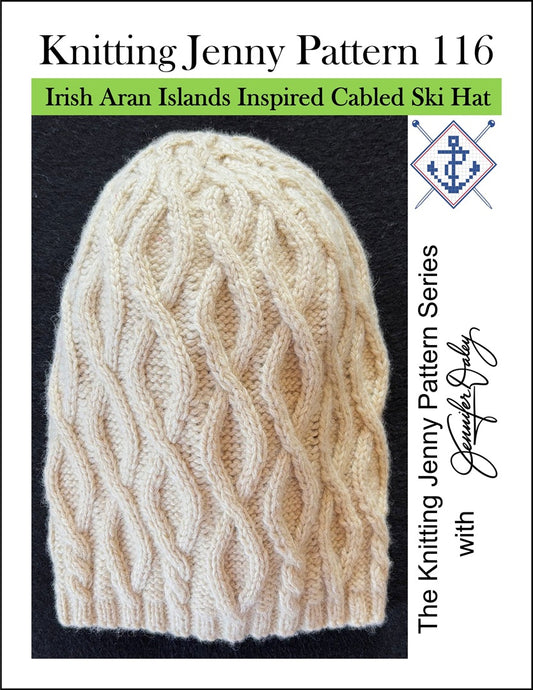 Knitting Jenny Pattern 116: Irish Aran Islands Inspired Cabled Ski Hat