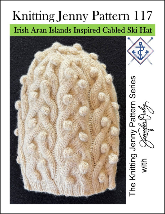 Knitting Jenny Pattern 117: Irish Aran Islands Inspired Cabled Ski Hat