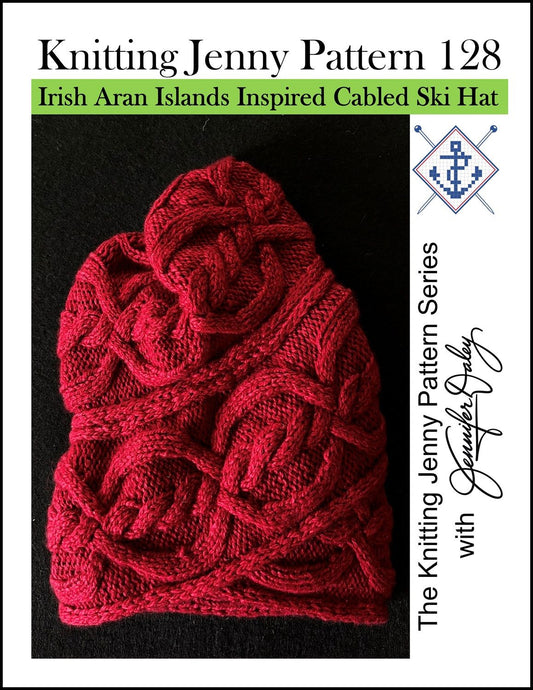 Knitting Jenny Pattern 128: Irish Aran Islands Inspired Cabled Ski Hat