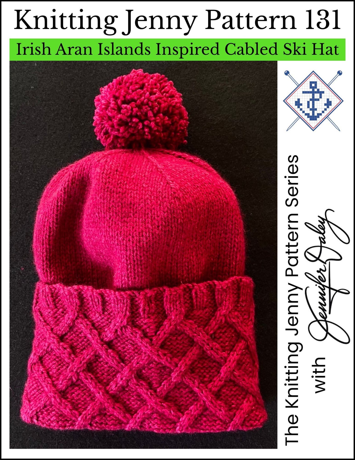 Knitting Jenny Pattern 131: Irish Aran Islands Inspired Cabled Ski Hat