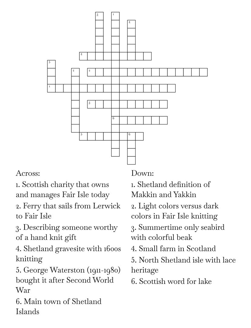 Knitting Crossword Puzzles: 96 Puzzles with 1152 Clues about Knitting, Wool, Fair Isle, Shetland Islands, and Textile History
