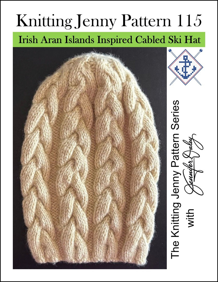 Knitting Jenny Pattern 115: Irish Aran Islands Inspired Cabled Ski Hat