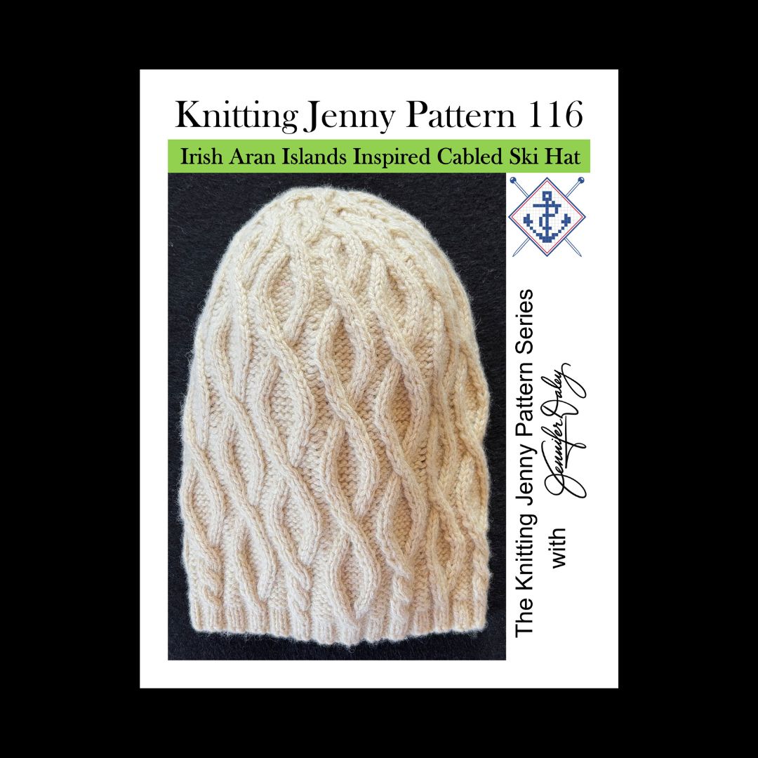 Knitting Jenny Pattern 116: Irish Aran Islands Inspired Cabled Ski Hat