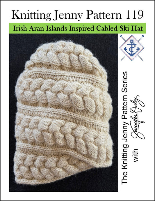 Knitting Jenny Pattern 119: Irish Aran Islands Inspired Cabled Ski Hat