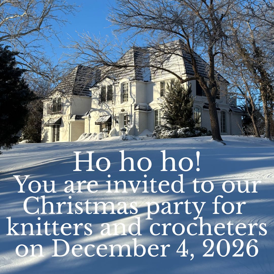 Jennifer Daley will host a Christmas Party for Knitters and Crocheters on December 4, 2026 at her home in Salina, Kansas, USA