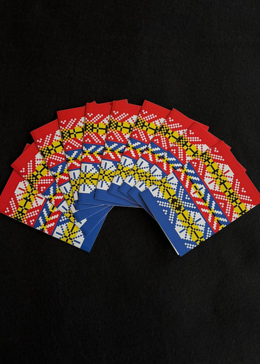 Ten 5 x 7 inch Cards with Ten Envelopes, Featuring Traditional Fair Isle Inspired Blue and Red Knitting Designs by Jennifer Daley